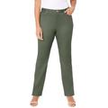 Plus Size Women's Sateen Stretch Pant by Catherines in Olive Green (Size 18 WP)