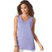 Plus Size Women's Scoopneck Tank by Roaman's in Vintage Lavender (Size 3X) Top 100% Cotton Layering A-Shirt