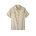 Men's Big & Tall Short-Sleeve Linen Shirt by KingSize in Stone (Size 4XL)