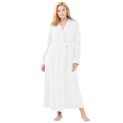 Plus Size Women's Long Terry Robe by Dreams & Co. in White (Size M)