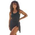 Plus Size Women's Crochet Faux-Wrap Maillot by Swim 365 in Black (Size 22)