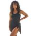 Plus Size Women's Crochet Faux-Wrap Maillot by Swim 365 in Black (Size 22)