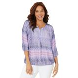 Plus Size Women's Santa Fe Peasant Top by Catherines in Purple Combo (Size 3X)