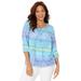 Plus Size Women's Santa Fe Peasant Top by Catherines in Tile Blue (Size 1XWP)