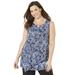 Plus Size Women's Monterey Mesh Tank by Catherines in Dark Sapphire Allover Palms (Size 1XWP)