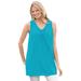 Plus Size Women's Perfect Sleeveless Shirred V-Neck Tunic by Woman Within in Pretty Turquoise (Size 2X)