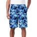 Men's Big & Tall Lightweight Jersey Cargo Shorts by KingSize in Blue Camo (Size XL)