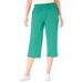 Plus Size Women's Elastic-Waist Knit Capri Pant by Woman Within in Pretty Jade (Size 4X)