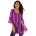 Plus Size Women's Acid Wash Big Shirt by Roaman's in Purple Magenta (Size 34 W)