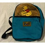 Disney Accessories | Disney Winnie The Pooh Bear Teal Brown Mini Book Bag Children's Back Pack Appliq | Color: Blue/Brown | Size: Osbb