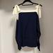 J. Crew Sweaters | J Crew M Navy And White Off The Shoulder Sweater With Tie-Knot Straps | Color: Blue/White | Size: M