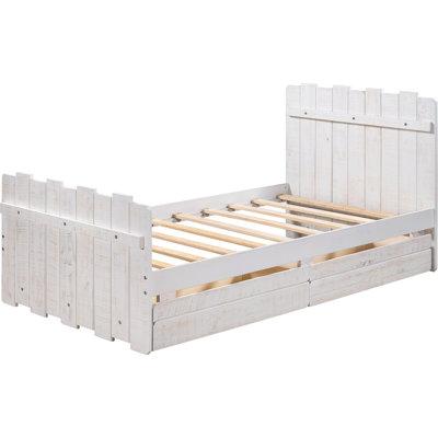 Rosalind Wheeler Twin Size Platform Bed, Wayfair Twin White Bed Frame