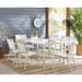 George Oliver Darrach 7-piece Outdoor Costal Dining Set w/ 6 Aluminum Sling Chairs & Slat Top 66" X 38" Table, Rust-resistant Metal in White | Wayfair