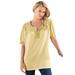 Plus Size Women's Ruffled Henley Tee by Roaman's in Banana (Size 14/16)