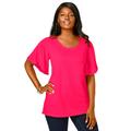 Plus Size Women's Flutter Sleeve Tunic by Jessica London in Pink Burst (Size 3X)