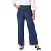 Plus Size Women's Chambray Wide Leg Pant by Jessica London in Indigo (Size 18 W)