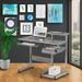 Ebern Designs Velia Desk Wood/Metal in Gray | 35.25 H x 37.25 W x 22 D in | Wayfair 28D82BF7EF11496088A8063E1BCC2097