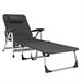 Costway Beach Folding Chaise Lounge Recliner with 7 Adjustable Position-Gray