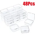 Mini boîte de rangement en plastique transparent 48 pièces 4.3x4.3x2cm conteneurs avec