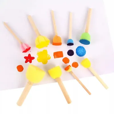 Kit de tampons éponge et pinceaux pour enfant en bas âge 5 pièces dessin de fleurs jouets de