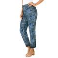 Plus Size Women's Reversible Straight-Leg Jean by Denim 24/7 in Blue Blooming Rose (Size 24 W)