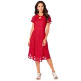 Plus Size Women's Keyhole Lace Dress by Roaman's in Vivid Red (Size 26 W)