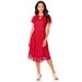 Plus Size Women's Keyhole Lace Dress by Roaman's in Vivid Red (Size 26 W)