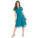 Plus Size Women's Keyhole Lace Dress by Roaman's in Deep Turquoise (Size 34 W)