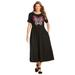 Plus Size Women's Short-Sleeve Scoopneck Empire Waist Dress by Woman Within in Black Multi Butterfly (Size 4X)