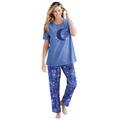 Plus Size Women's Graphic Tee PJ Set by Dreams & Co. in French Blue Tie Dye Moon (Size L) Pajamas