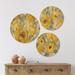 East Urban Home Designart 'Yellow Roses' Cottage Wood Wall Art Set Of 3 Circles Wood in Brown/Yellow | 34 H x 44 W x 1 D in | Wayfair