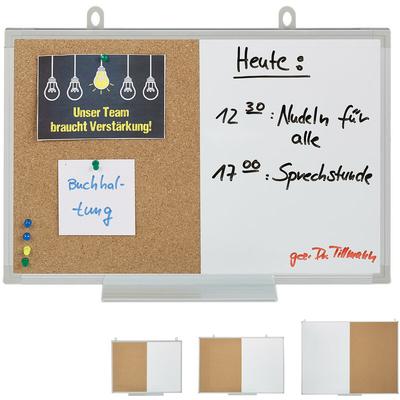 Kombitafel 2 in 1, Kork Pinnwand & Magnettafel, Aluminiumrahmen, Kombiboard mit Ablage, 30 x 45 cm, Image