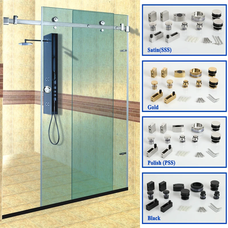 Système coulissant en verre en acier inoxydable 304, 1 ensemble de haute qualité, porte coulissante de salle de douche, quincaillerie de porte en verre, accessoires de salle de bains