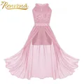 Robe longue en dentelle florale avec biscuits pour filles barboteuse pour fête d'anniversaire