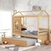 Modern Twin Size House Bed Wood Bed with Twin Size Trundle