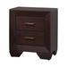 Wood Nightstand with 2 Drawers in Dark Cocoa