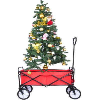 Folding Wagon Garden Shopping Beach Cart,Red