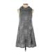 Paper Crane Casual Dress - A-Line High Neck Sleeveless: Gray Dresses - Women's Size Small