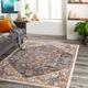 Balabac 5'3" x 7'3" Traditional Updated Traditional Farmhouse Blue/Brown/Cream/Dusty Coral/Gray/Light Beige/Peach/Dark Red Area Rug - Hauteloom