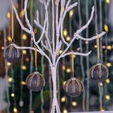 The Holiday Aisle® Timeless Classic Glass Tree Ball Ornament Glass in Black/Yellow | 3 H x 3 W x 3 D in | Wayfair CE777AF011054052924775A57DFCADC9