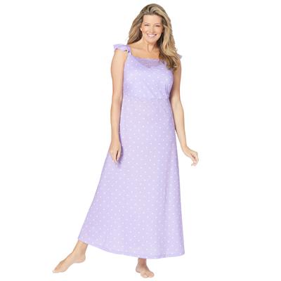 Plus Size Women's Long Supportive Gown by Dreams & Co. in Soft Iris Dot (Size L)