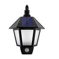 Onerbuy Solar Powered Outdoor LED Wall Sconce Lantern Wall Mounted Security Lights with Flickering Flame Garden Fence Yard Hexagonal Lamp (Flickering Flame Lighting)