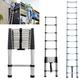 Extension Ladders 12.5FT Stainless Steel Telescopic Folding Portable Extendable Ladder 3.8M for Home or Office Use, Cleaning, Maintenance, Decoration