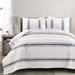 Farmhouse Stripe Quilt Navy 3Pc Set King - Lush Decor 16T007660