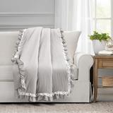 Ella Shabby Chic Ruffle Lace Throw Light Gray Single 50X60+3 - Lush Decor 21T010237