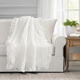 Ella Shabby Chic Ruffle Lace Throw White Single 50X60+3 - Lush Decor 21T010236