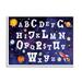 Stupell Industries Milky way Galaxy Alphabet Letter Chart Rocketship Planets by ND Art - Textual Art Canvas in Yellow | Wayfair af-063_wfr_16x20