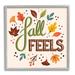 Stupell Industries Fall Feels Phrase Festive Harvest Foliage Autumn Leaves by Jo Taylor - Textual Art Canvas in Green/Orange | Wayfair