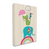 Stupell Industries Animals Standing On Rainbow Kid's Elephant Alligator Toucan by - Graphic Art Canvas | 20 H x 16 W x 2 D in | Wayfair