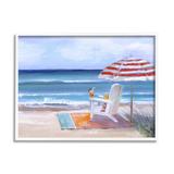 Stupell Industries Tropical Drink Beach Umbrella Chair Ocean Tide Landscape by Sally Swatland - Painting Canvas in Blue | Wayfair ai-563_wfr_11x14